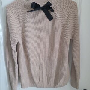 JCrew Beige Sweater with Black Bow